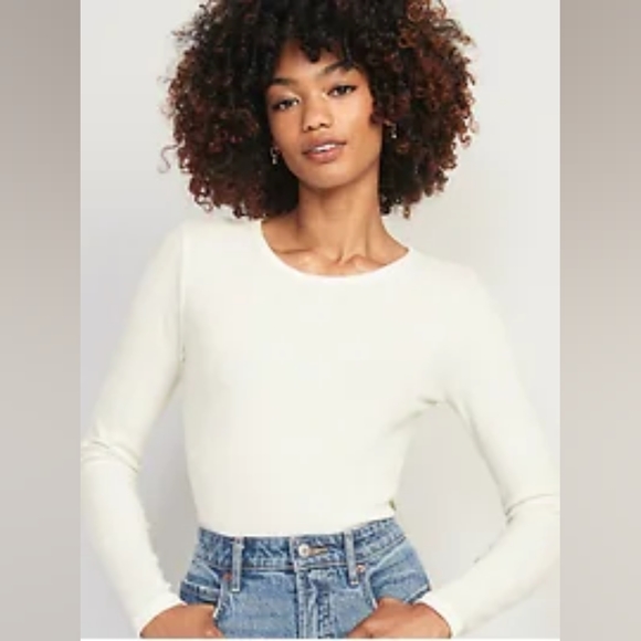 Old Navy Tops - Old Navy Plush Cream Ribbed Long-Sleeve Shirt XS
